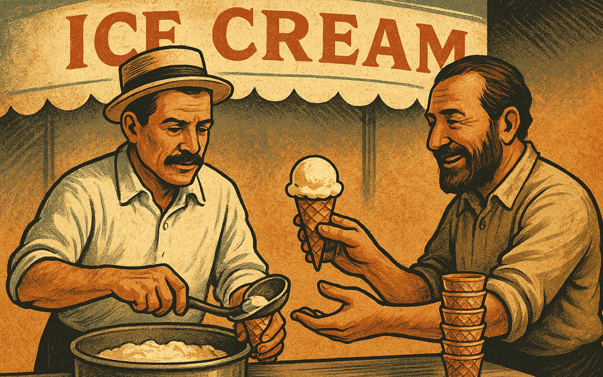 Una alianza improvisada entre dos desconocidos salvó el día y dio origen a uno de los inventos más dulces del verano.
