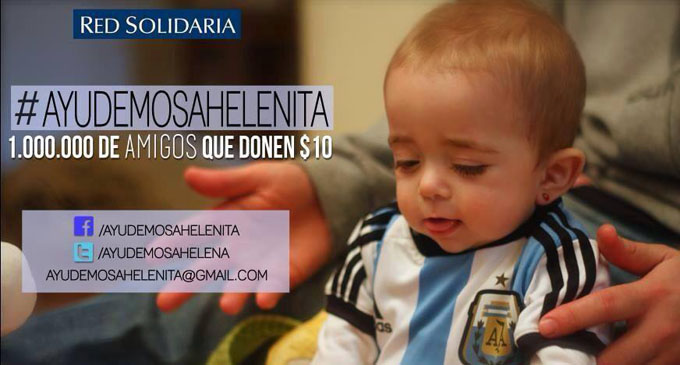 Necesitamos que 1.000.000 de AMIGOS donen $10 para que Helenita (9 meses) sea trasplantada en EE.UU. urgente. Padece de osteopetrosis.