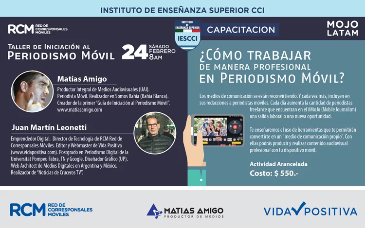 
			El sábado 24 de febrero se realizará el primer Taller de Periodismo Móvil del año, donde se explicará el uso de las nuevas herramientas digitales para produción audiovisual en dispositivos móviles.