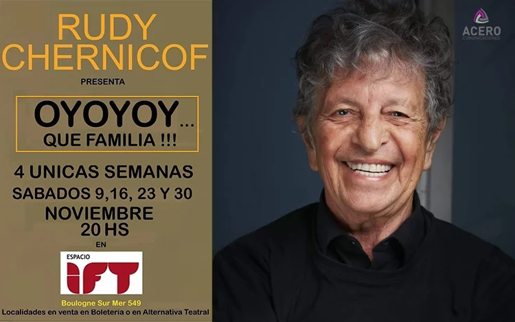 
			Rudy Chernicof vuelve a la escena teatral porteña con espectáculo de humor judío para toda la familia.
